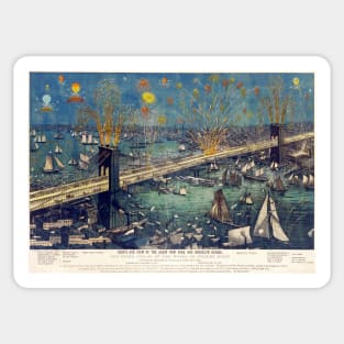 Brooklyn Bridge Opening Night Fireworks 1883 Sticker